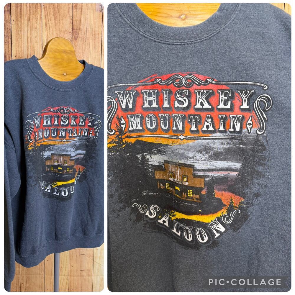 Vintage Retro Whiskey Mountain Saloon Sweatshirt Size L
